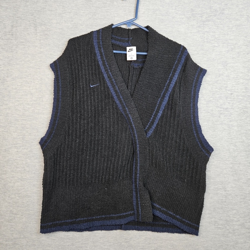 Nike Sportswear Collection Women's Black Navy V-neck Knit Vest Size M